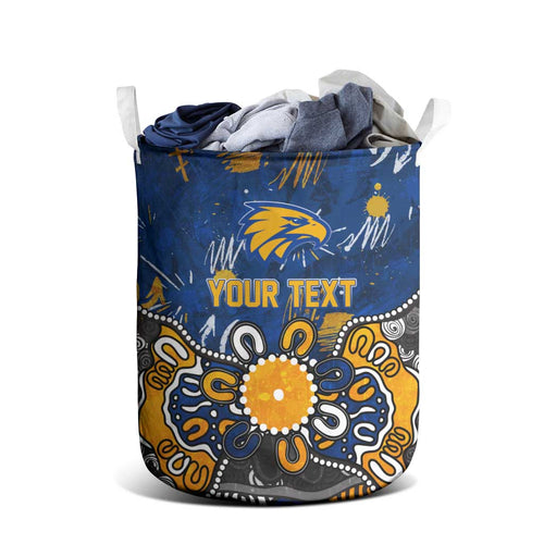 Personalized West Coast Eagles Laundry Basket Aboriginal Dot Painting Graffiti Style