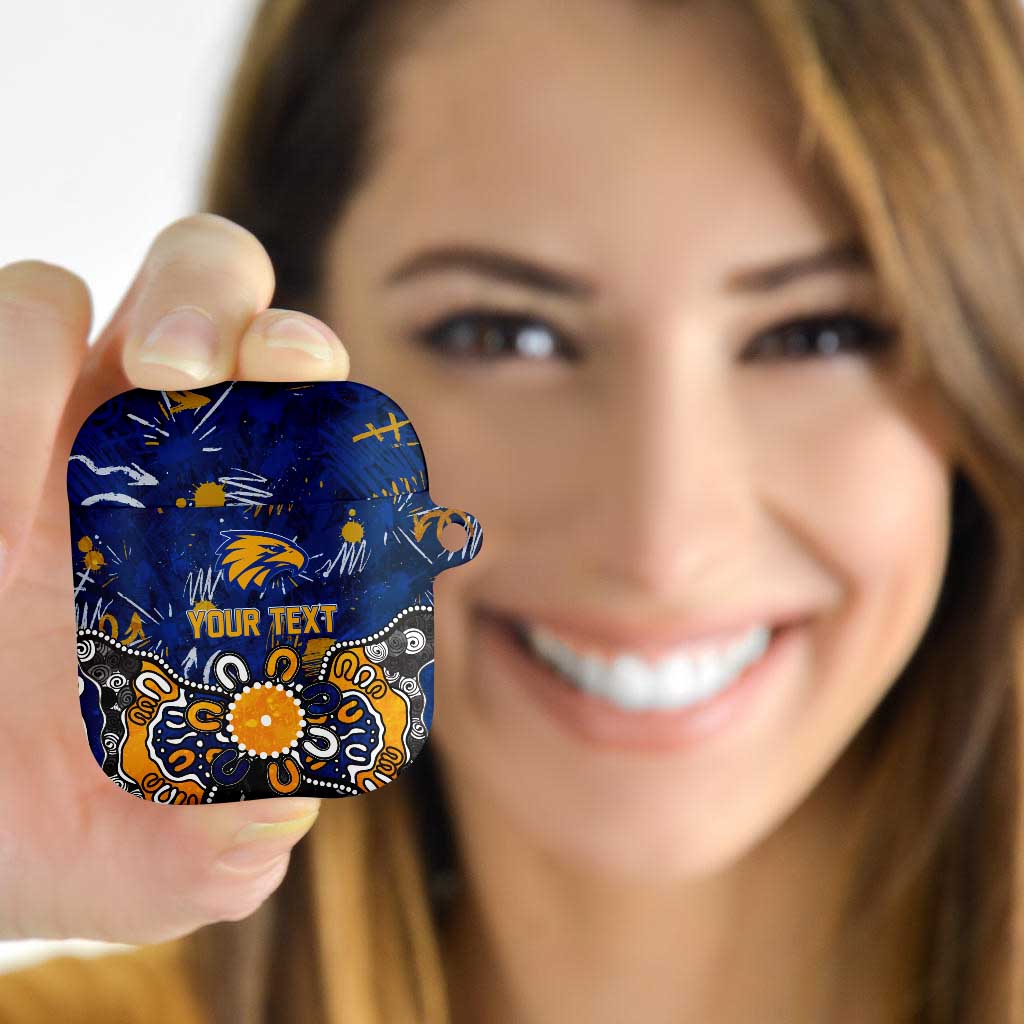Personalized West Coast Eagles AirPods Case Aboriginal Dot Painting Graffiti Style
