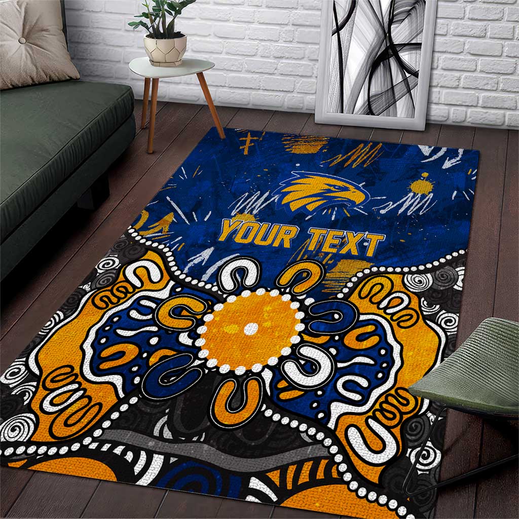 Personalized West Coast Eagles Area Rug Aboriginal Dot Painting Graffiti Style