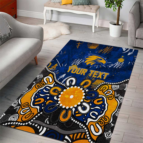 Personalized West Coast Eagles Area Rug Aboriginal Dot Painting Graffiti Style