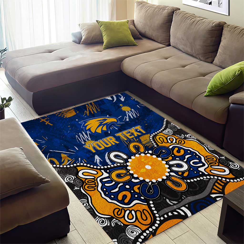 Personalized West Coast Eagles Area Rug Aboriginal Dot Painting Graffiti Style