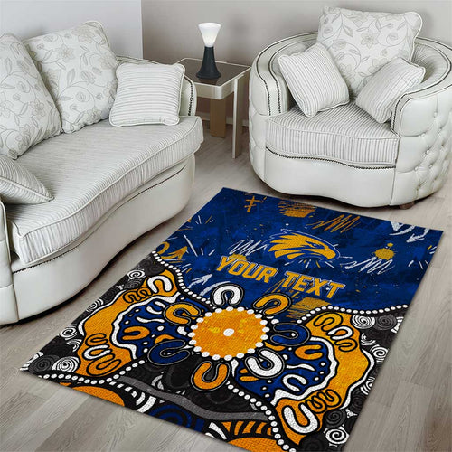 Personalized West Coast Eagles Area Rug Aboriginal Dot Painting Graffiti Style