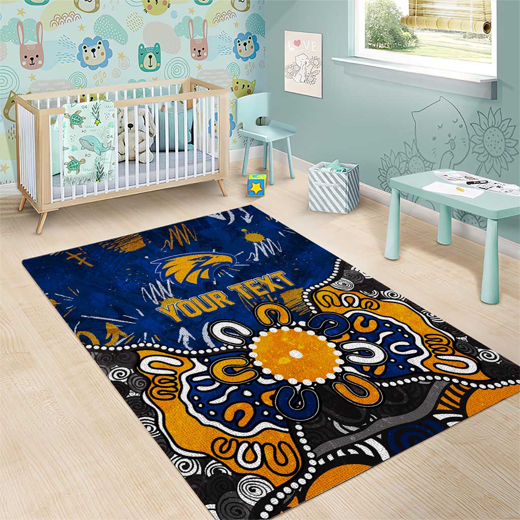Personalized West Coast Eagles Area Rug Aboriginal Dot Painting Graffiti Style