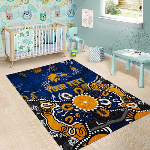 Personalized West Coast Eagles Area Rug Aboriginal Dot Painting Graffiti Style