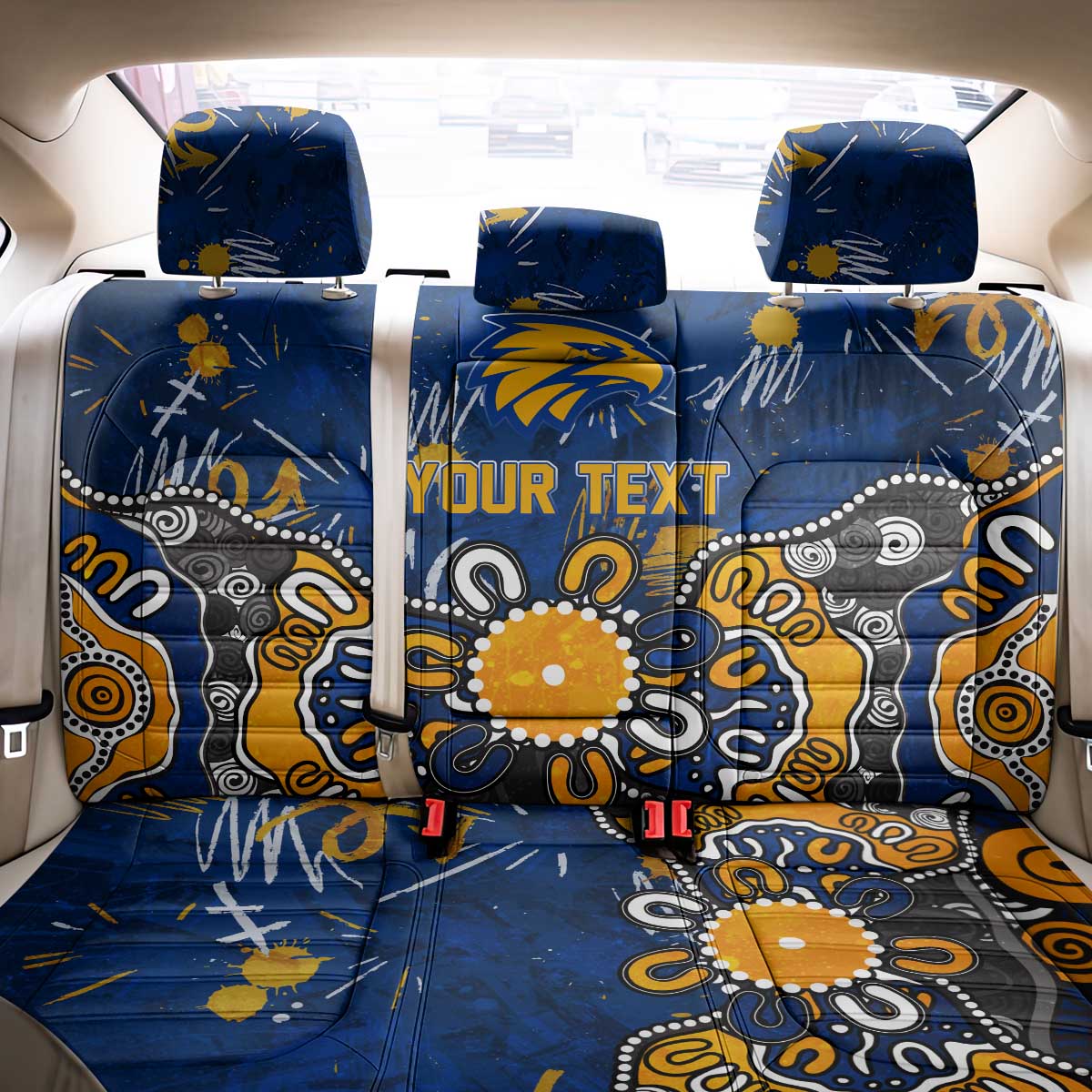 Personalized West Coast Eagles Back Car Seat Cover Aboriginal Dot Painting Graffiti Style