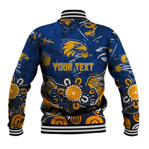 Personalized West Coast Eagles Baseball Jacket Aboriginal Dot Painting Graffiti Style