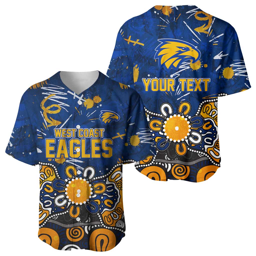 Personalized West Coast Eagles Baseball Jersey Aboriginal Dot Painting Graffiti Style