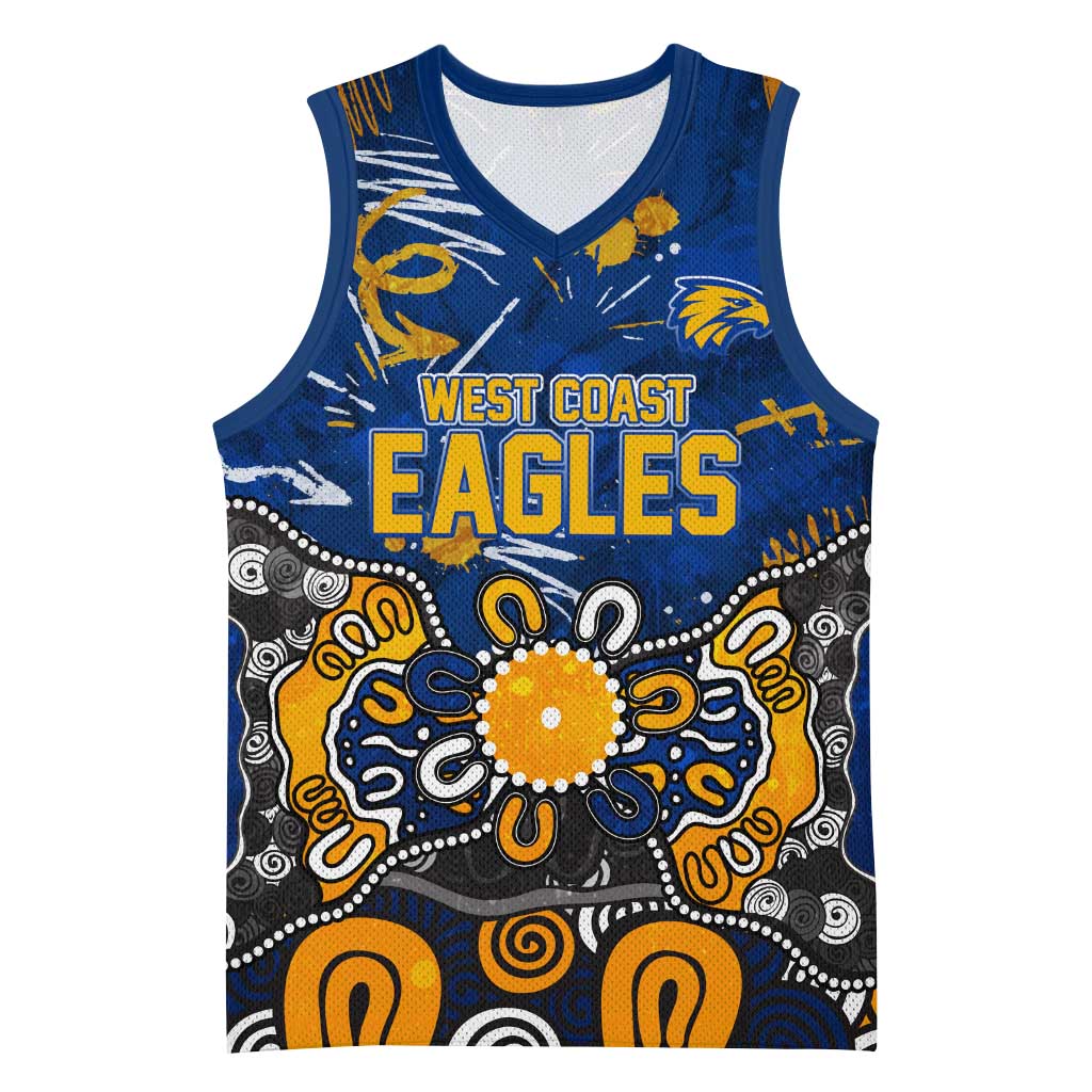Personalized West Coast Eagles Basketball Jersey Aboriginal Dot Painting Graffiti Style