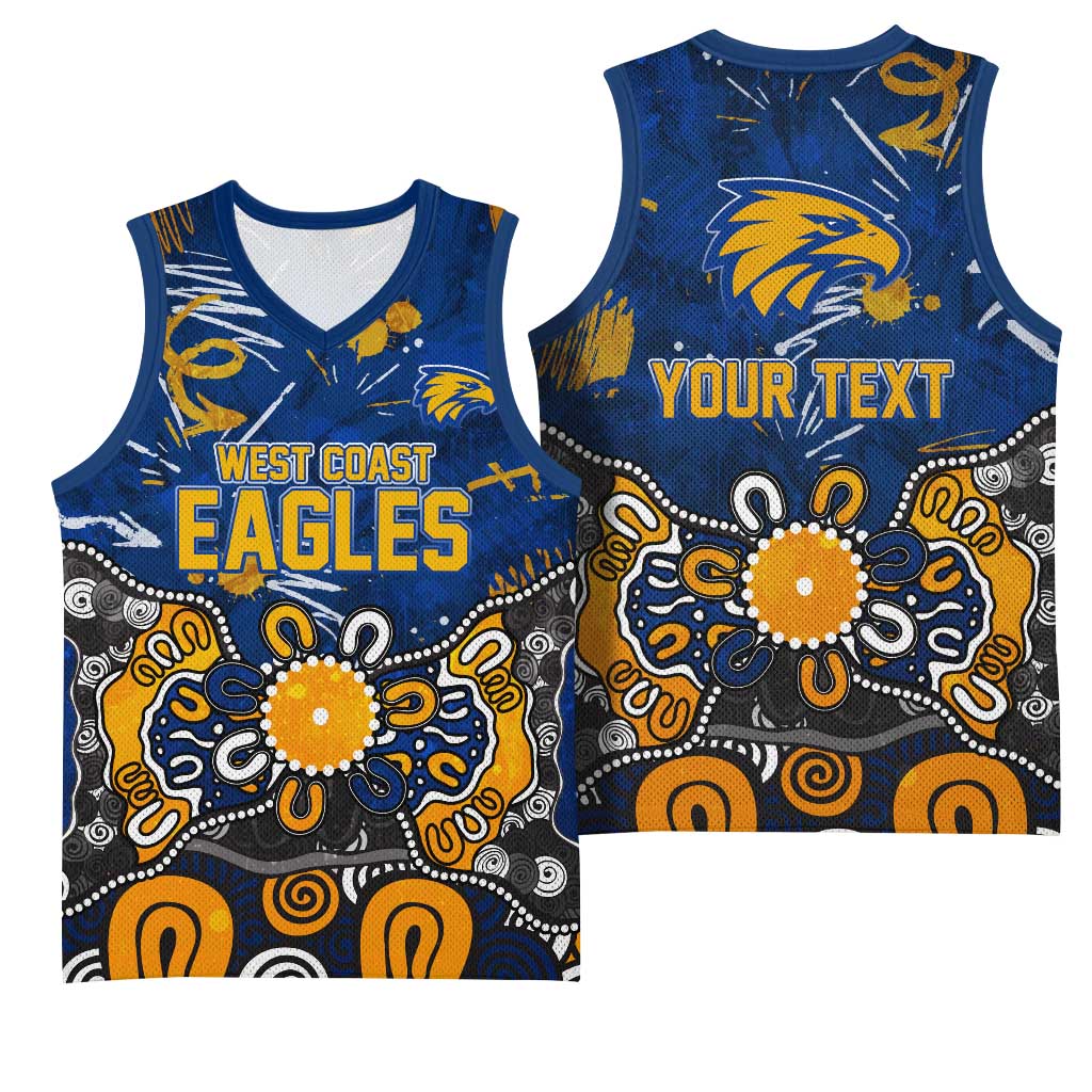 Personalized West Coast Eagles Basketball Jersey Aboriginal Dot Painting Graffiti Style