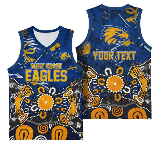 Personalized West Coast Eagles Basketball Jersey Aboriginal Dot Painting Graffiti Style