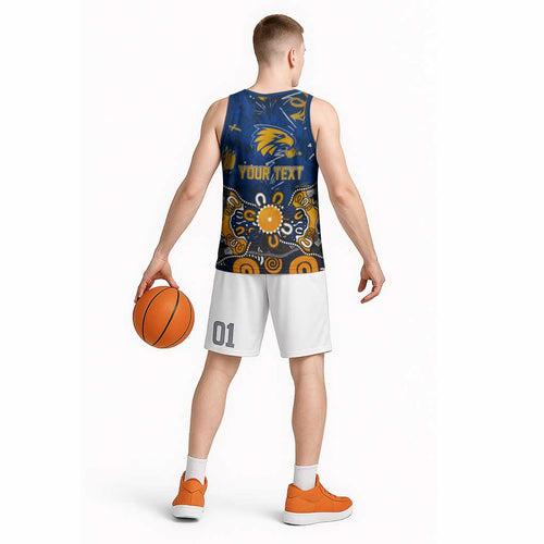 Personalized West Coast Eagles Basketball Jersey Aboriginal Dot Painting Graffiti Style