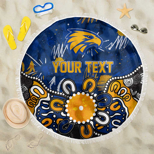 Personalized West Coast Eagles Beach Blanket Aboriginal Dot Painting Graffiti Style