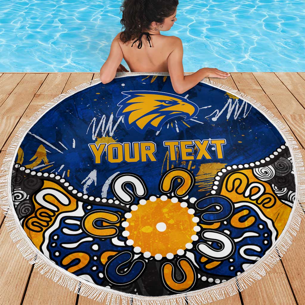 Personalized West Coast Eagles Beach Blanket Aboriginal Dot Painting Graffiti Style
