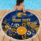Personalized West Coast Eagles Beach Blanket Aboriginal Dot Painting Graffiti Style