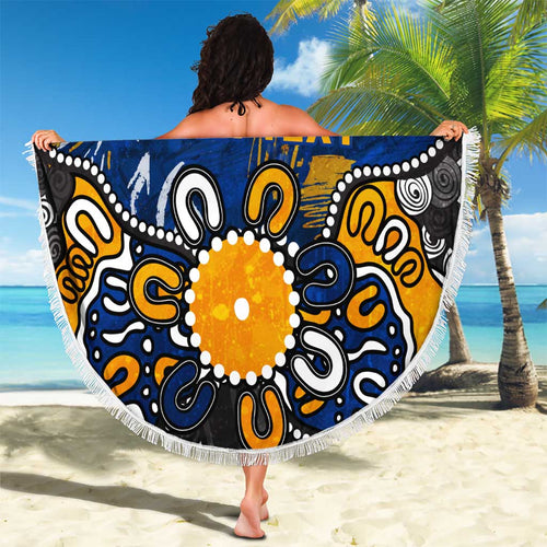 Personalized West Coast Eagles Beach Blanket Aboriginal Dot Painting Graffiti Style
