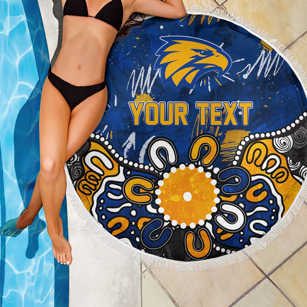 Personalized West Coast Eagles Beach Blanket Aboriginal Dot Painting Graffiti Style