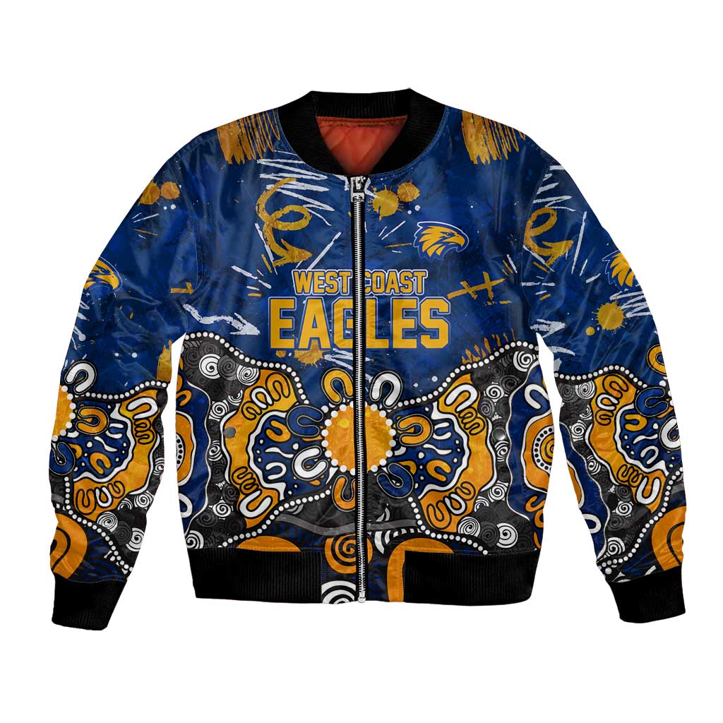 Personalized West Coast Eagles Bomber Jacket Aboriginal Dot Painting Graffiti Style