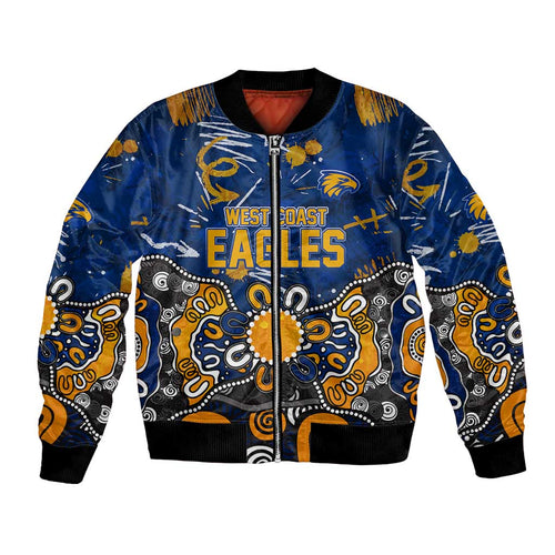 Personalized West Coast Eagles Bomber Jacket Aboriginal Dot Painting Graffiti Style