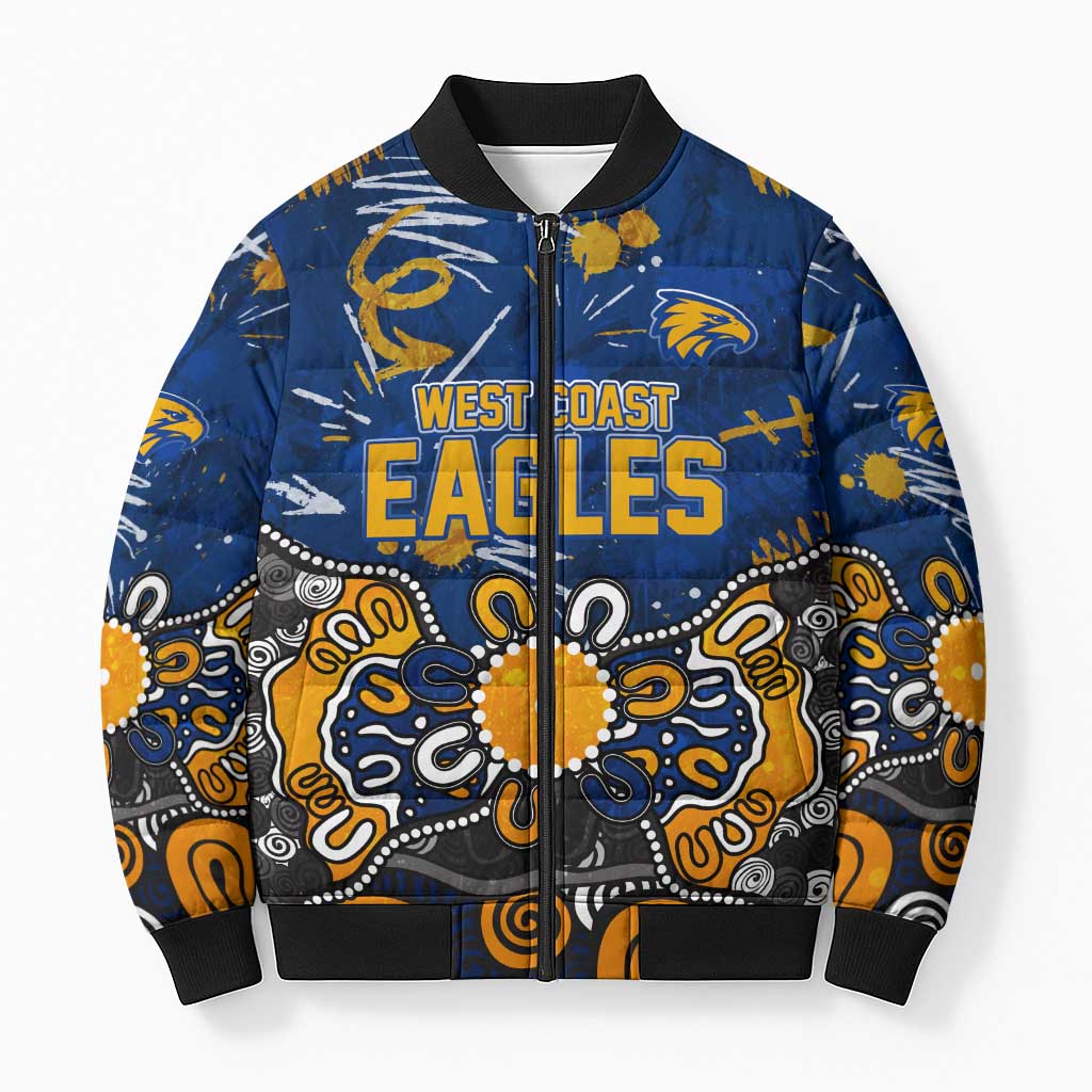 Personalized West Coast Eagles Bomber Puffer Jacket Aboriginal Dot Painting Graffiti Style