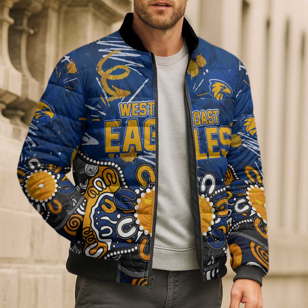 Personalized West Coast Eagles Bomber Puffer Jacket Aboriginal Dot Painting Graffiti Style