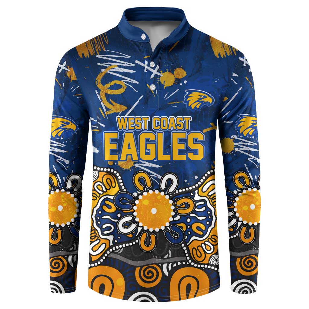Personalized West Coast Eagles Button Sweatshirt Aboriginal Dot Painting Graffiti Style