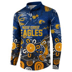 Personalized West Coast Eagles Button Sweatshirt Aboriginal Dot Painting Graffiti Style