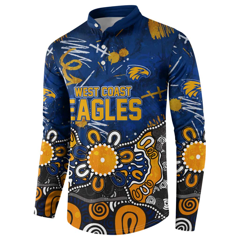 Personalized West Coast Eagles Button Sweatshirt Aboriginal Dot Painting Graffiti Style