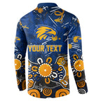 Personalized West Coast Eagles Button Sweatshirt Aboriginal Dot Painting Graffiti Style