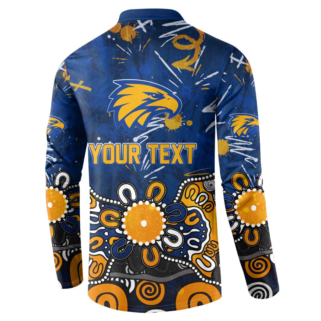 Personalized West Coast Eagles Button Sweatshirt Aboriginal Dot Painting Graffiti Style