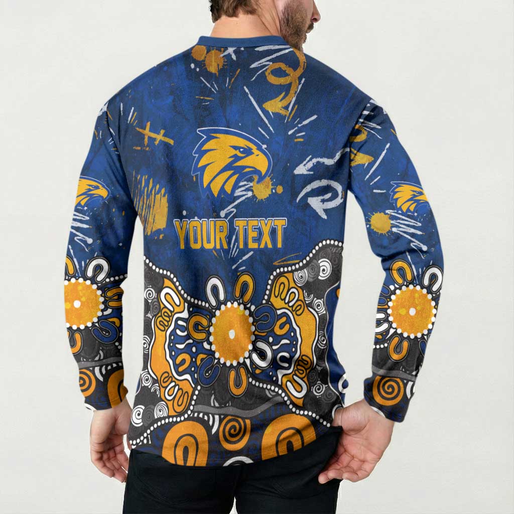 Personalized West Coast Eagles Button Sweatshirt Aboriginal Dot Painting Graffiti Style