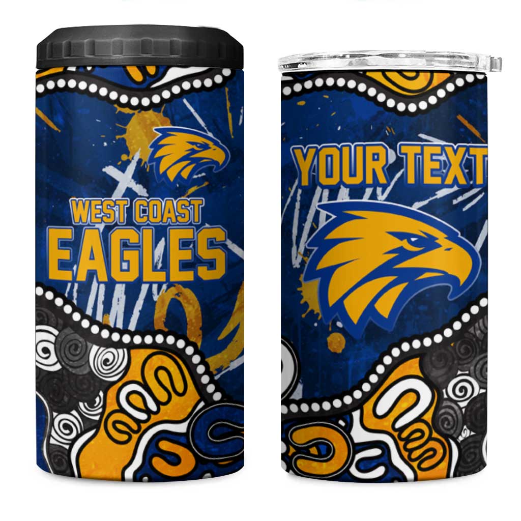 Personalized West Coast Eagles 4 in 1 Can Cooler Tumbler Aboriginal Dot Painting Graffiti Style