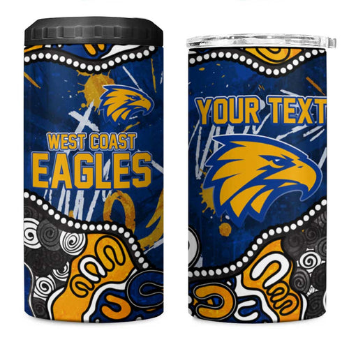Personalized West Coast Eagles 4 in 1 Can Cooler Tumbler Aboriginal Dot Painting Graffiti Style