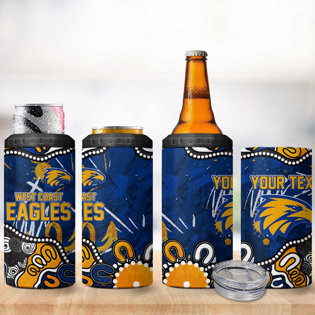 Personalized West Coast Eagles 4 in 1 Can Cooler Tumbler Aboriginal Dot Painting Graffiti Style