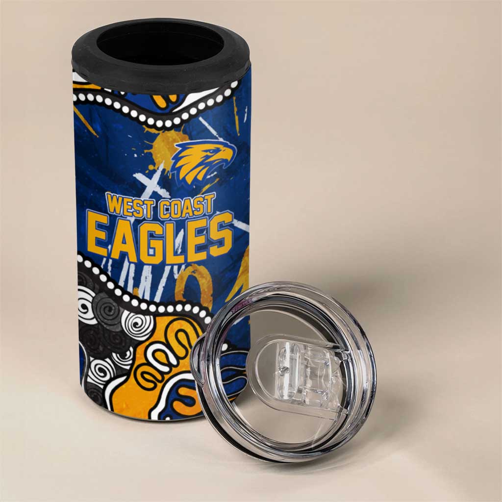 Personalized West Coast Eagles 4 in 1 Can Cooler Tumbler Aboriginal Dot Painting Graffiti Style