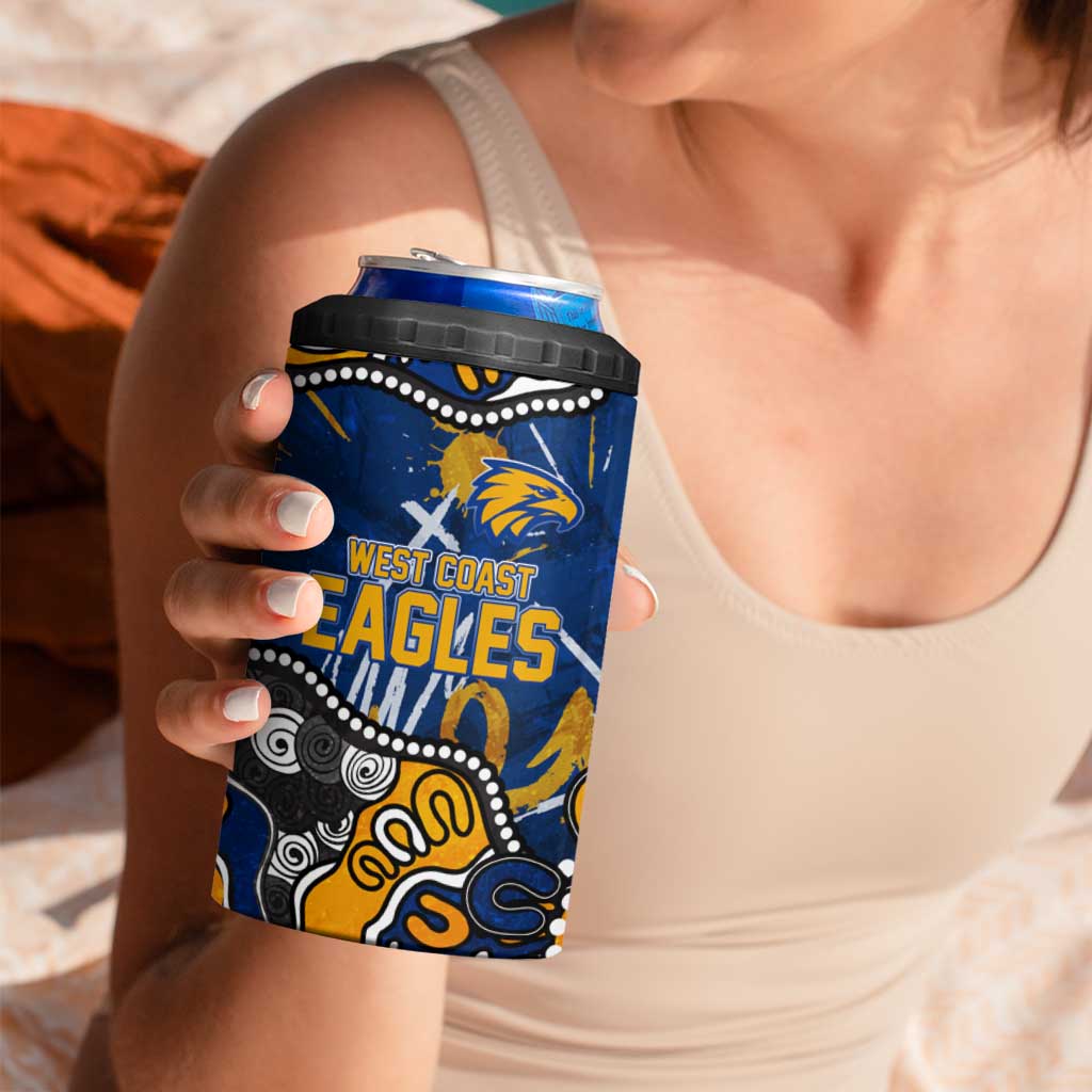 Personalized West Coast Eagles 4 in 1 Can Cooler Tumbler Aboriginal Dot Painting Graffiti Style