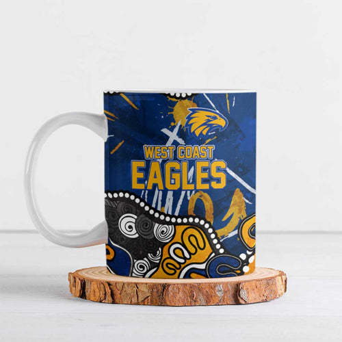 Personalized West Coast Eagles Ceramic Mug Aboriginal Dot Painting Graffiti Style