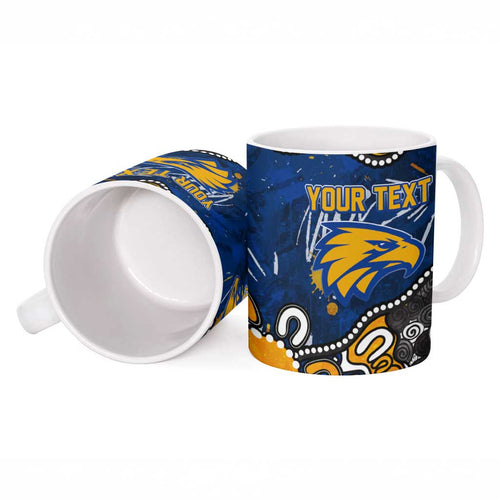 Personalized West Coast Eagles Ceramic Mug Aboriginal Dot Painting Graffiti Style
