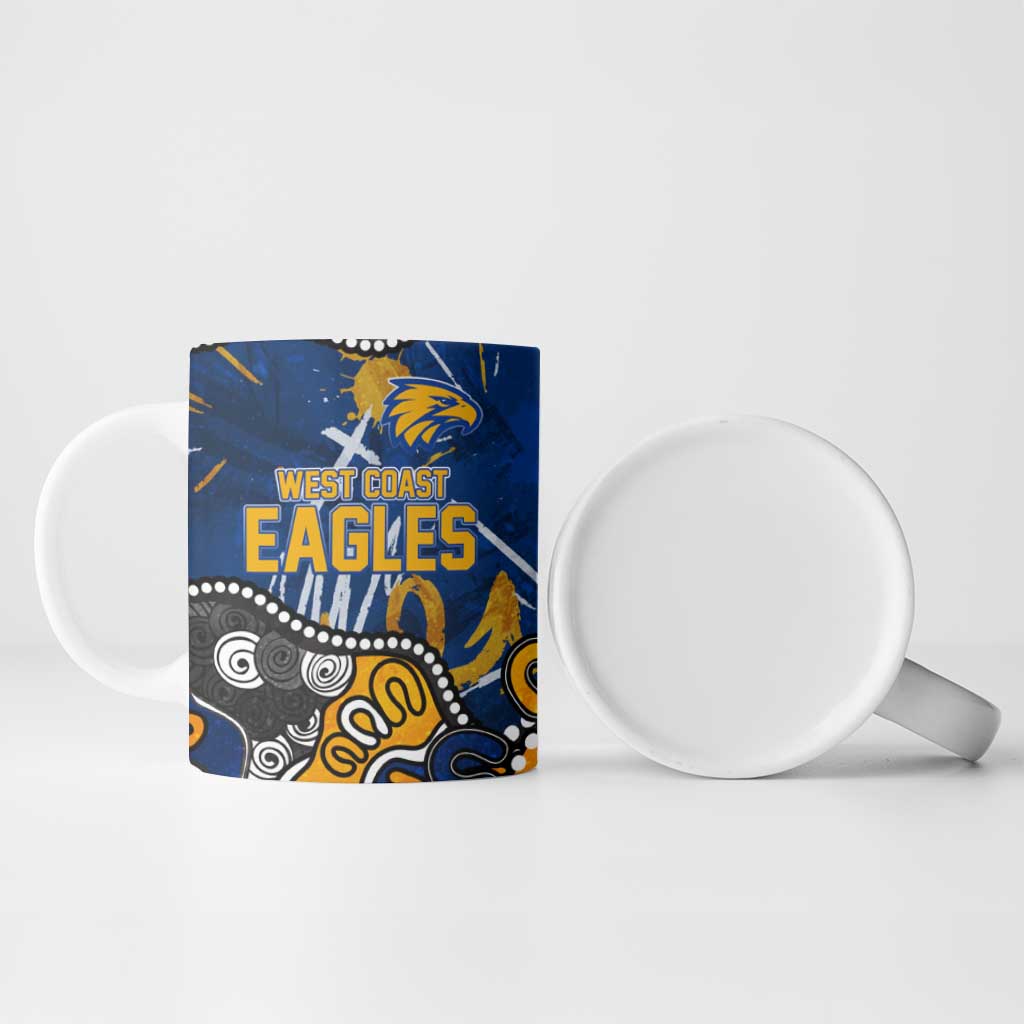 Personalized West Coast Eagles Ceramic Mug Aboriginal Dot Painting Graffiti Style