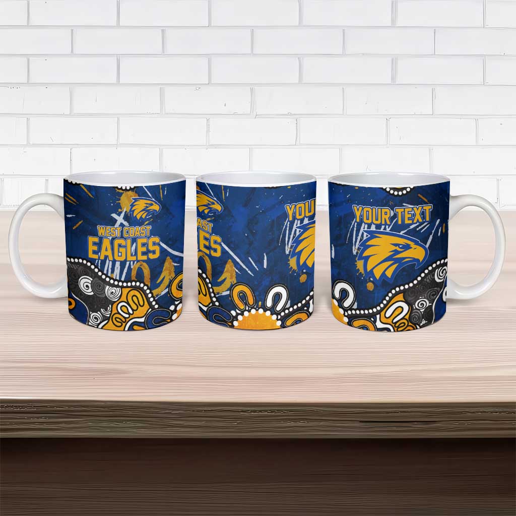 Personalized West Coast Eagles Ceramic Mug Aboriginal Dot Painting Graffiti Style
