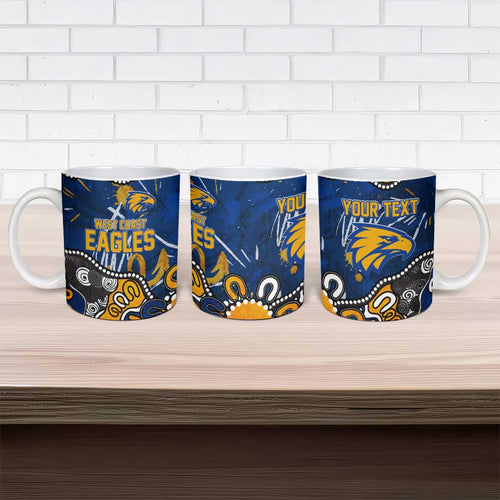 Personalized West Coast Eagles Ceramic Mug Aboriginal Dot Painting Graffiti Style