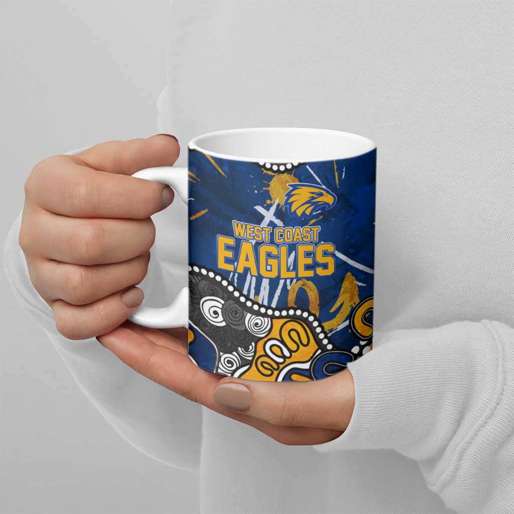 Personalized West Coast Eagles Ceramic Mug Aboriginal Dot Painting Graffiti Style