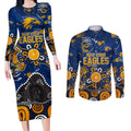 Personalized West Coast Eagles Couples Matching Long Sleeve Bodycon Dress and Long Sleeve Button Shirt Aboriginal Dot Painting Graffiti Style