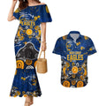Personalized West Coast Eagles Couples Matching Mermaid Dress and Hawaiian Shirt Aboriginal Dot Painting Graffiti Style