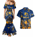 Personalized West Coast Eagles Couples Matching Mermaid Dress and Hawaiian Shirt Aboriginal Dot Painting Graffiti Style