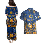 Personalized West Coast Eagles Couples Matching Puletasi and Hawaiian Shirt Aboriginal Dot Painting Graffiti Style
