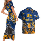 Personalized West Coast Eagles Couples Matching Short Sleeve Bodycon Dress and Hawaiian Shirt Aboriginal Dot Painting Graffiti Style