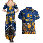 Personalized West Coast Eagles Couples Matching Summer Maxi Dress and Hawaiian Shirt Aboriginal Dot Painting Graffiti Style