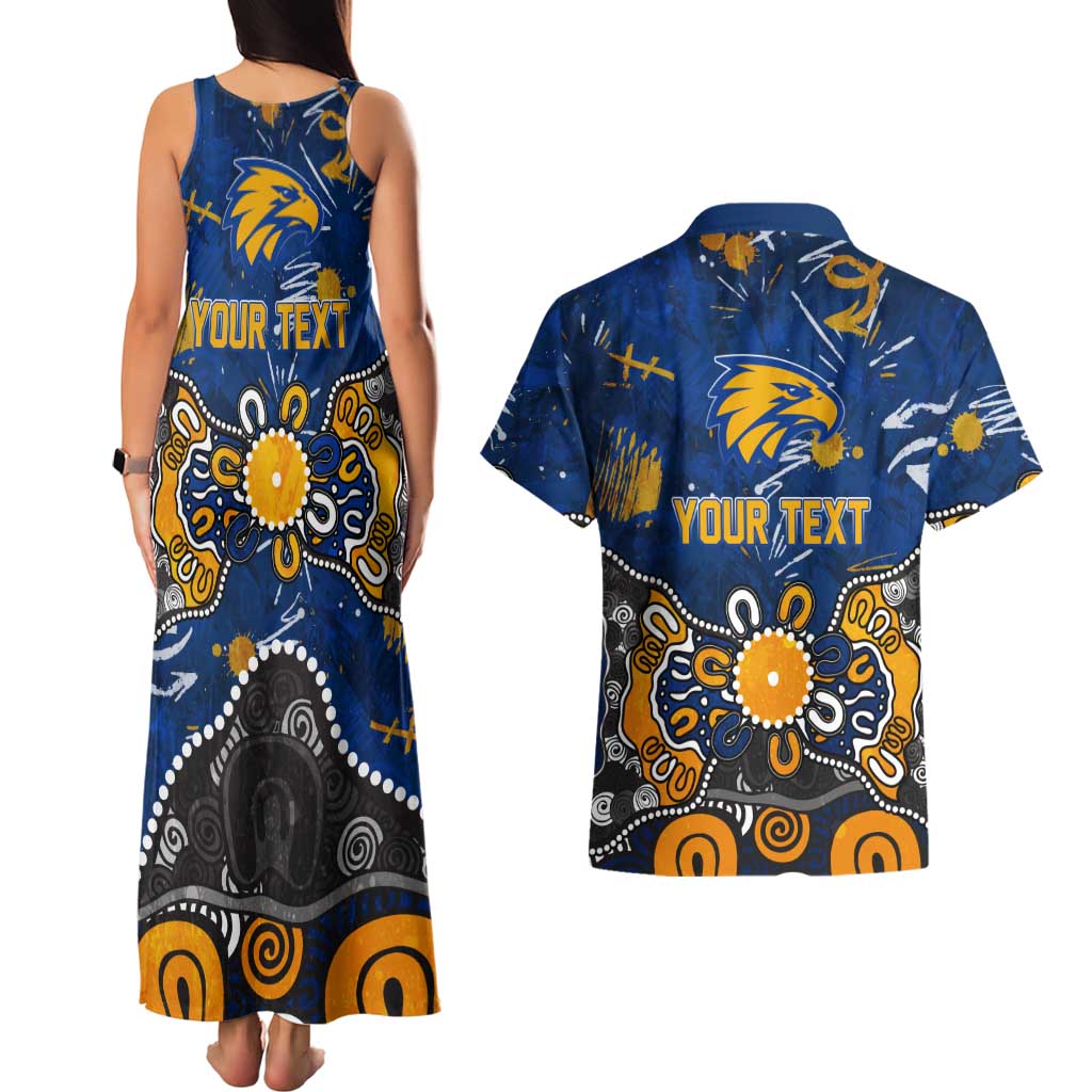 Personalized West Coast Eagles Couples Matching Tank Maxi Dress and Hawaiian Shirt Aboriginal Dot Painting Graffiti Style
