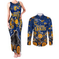 Personalized West Coast Eagles Couples Matching Tank Maxi Dress and Long Sleeve Button Shirt Aboriginal Dot Painting Graffiti Style