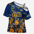 Personalized West Coast Eagles Cross Shoulder Shirt Aboriginal Dot Painting Graffiti Style
